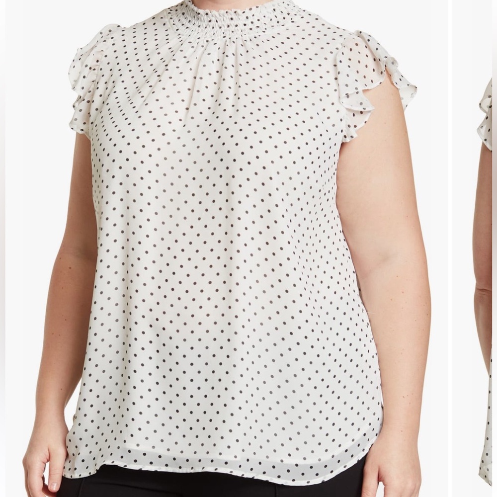Gorgeous flouncy Ann Taylor top polka dot EUC